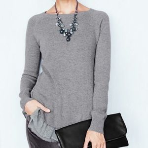 Like new Garnet Hill Gray Crew Neck Sweater with lace bottom